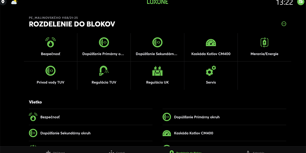 Loxone rozdelenie do blokov